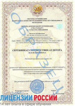 Образец сертификата соответствия аудитора №ST.RU.EXP.00006191-3 Волгоград Сертификат ISO 50001
